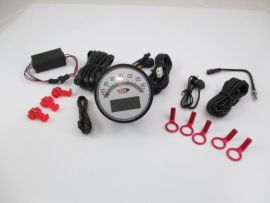Rev Counter/Speedometer SIP 2.0 round, - 140 (km/h/mph) / 14.000 (Umin/rpm), face: white, LCD white, digital/analouge, 20 features Lambretta LI 125, 150 1°, 2°, TV 175 1°