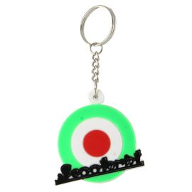 Schlüsselanhänger SIP  "Scooterist Italien target",  grün/weiß/rot, Gummi, rund,  Ø 40 mm