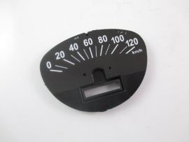 Ziffernblatt Tachometer 120km/h schwarz Vespa PV, V50, Rally, Super