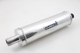 Schalldämpfer "Parmakit" für Parmakit Trophy Auspuff Alu poliert schwarze Endkappe Vespa PV, V50, PK