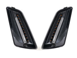 Blinker-Set vorne -MOTO NOSTRA (2014-) dynamisches LED Lauflicht, Tagfahrlicht (E-Prüfzeichen)- Vespa GT, GTL, GTV, GTS 125-300, HPE, Supertech (2019-) - smoked