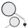 Spiegel SIP "Shorty", rechts und links, rund, Ø 110 mm,  chrom, Metallgehäuse  für Vespa GTS/GTS Super HPE 125/300 (`19-)  Hebellänge 110mm, Gewinde Spiegelstange: M8 -  mit E-Nummer, links: Linksgewinde, rechts: Rechtsgewinde