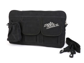 Tasche für Gepäckfachklappe / Umhängetasche (inkl. Getränkehalter) -MOTO NOSTRA Classic waxed canvas- passend für z.B. Vespa, Lambretta, GTV, GTS, HPE, Supertech, Touring - schwarz