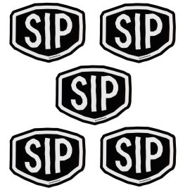 Aufkleberset SIP Tape Logo,  5-teilig, schwarz,  L 70,0mm, B 55,0mm,  weiße Schrift,